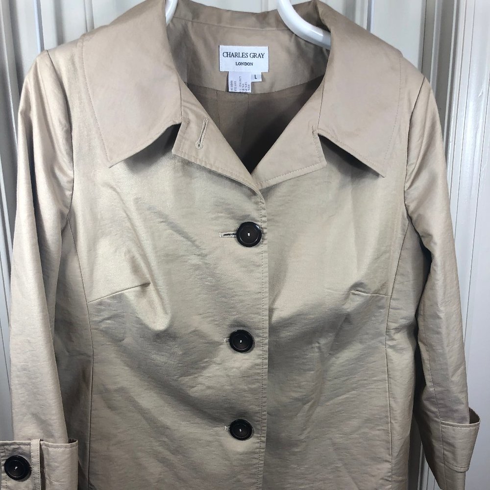 Charles Gray 3/4 sleeve tan/gold metallic sheen L